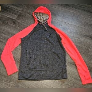 Nike Pink Gray Therm-fit Swoosh Logo Long Sleeve Fleece Lined Hoodie Large